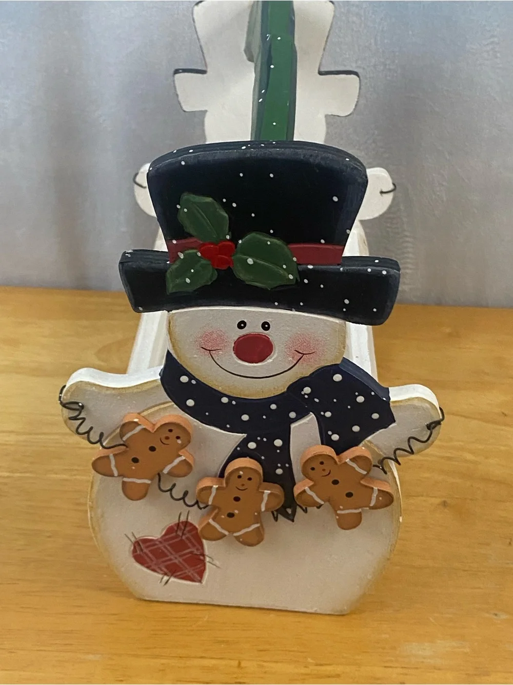 Festive Snowman Wooden Basket
